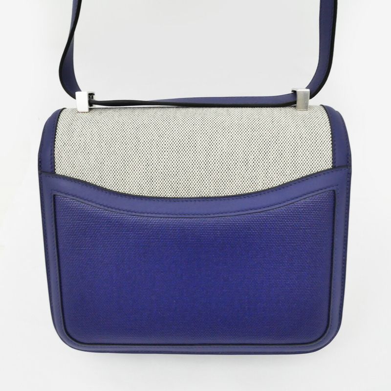 Hermes Constance 3 Blue Silver Toile Ash Berlinne Veau Handbag