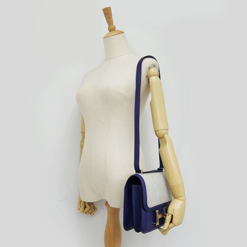 Hermes Constance 3 Blue Silver Toile Ash Berlinne Veau Handbag
