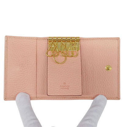 Gucci Key Case Leather Petit Marmont Double Pink Key Holder