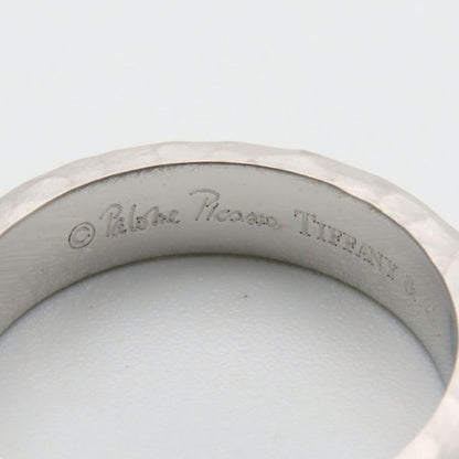 Tiffany & Co Ring Hammered 18K White Gold Diamond Silver