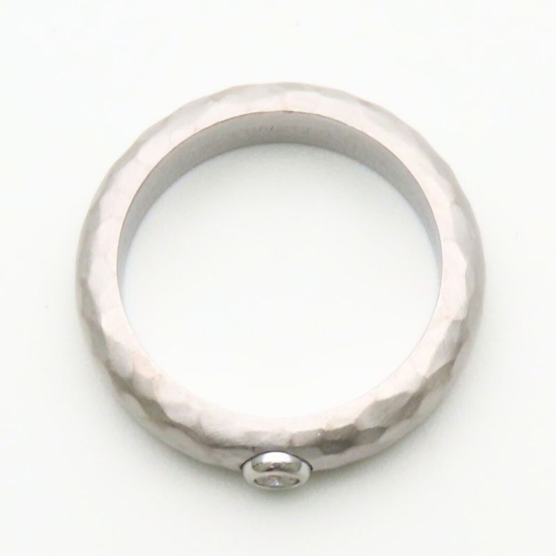 Tiffany & Co Ring Hammered 18K White Gold Diamond Silver