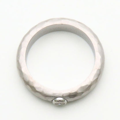 Tiffany & Co Ring Hammered 18K White Gold Diamond Silver