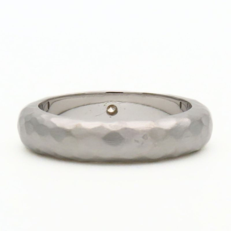 Tiffany & Co Ring Hammered 18K White Gold Diamond Silver