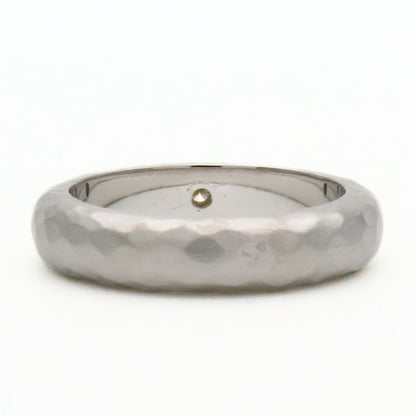 Tiffany & Co Ring Hammered 18K White Gold Diamond Silver