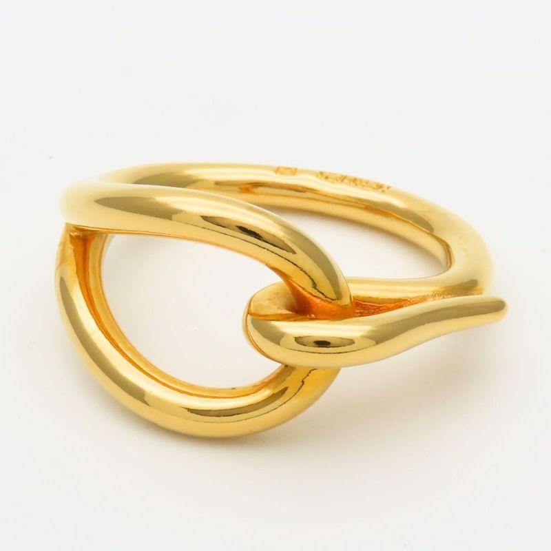 Hermes Scarf Ring Jumbo Metal Gold Plated