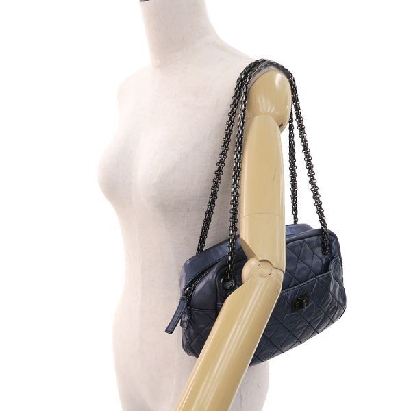 Chanel Quilted Handbag Blue Navy