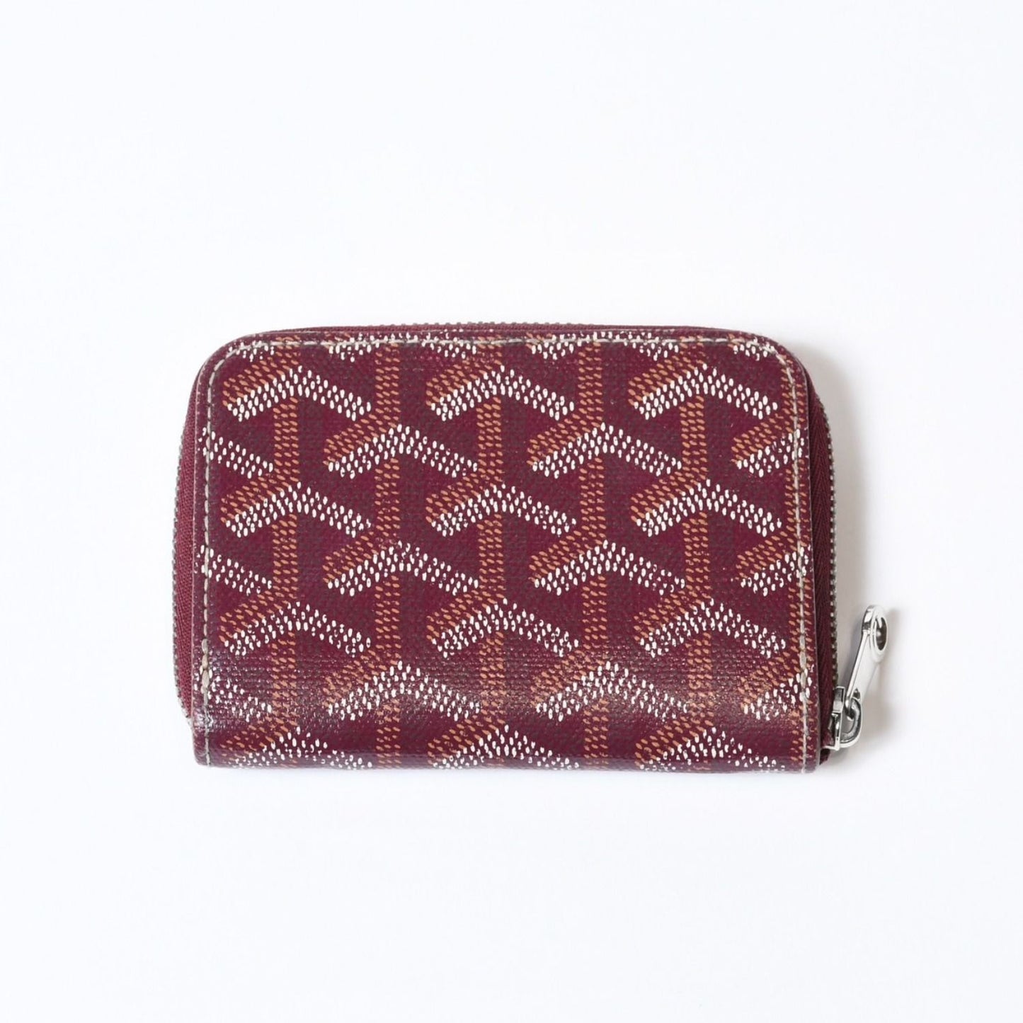 Goyard Matignon PM Card Case Coin Purse Din Canvas Leather Red Silver — view 2