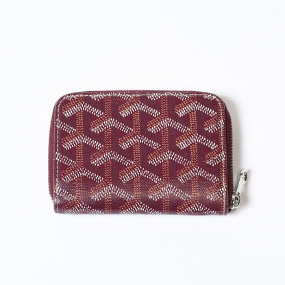 Goyard Matignon PM Card Case Coin Purse Din Canvas Leather Red Silver — view 2