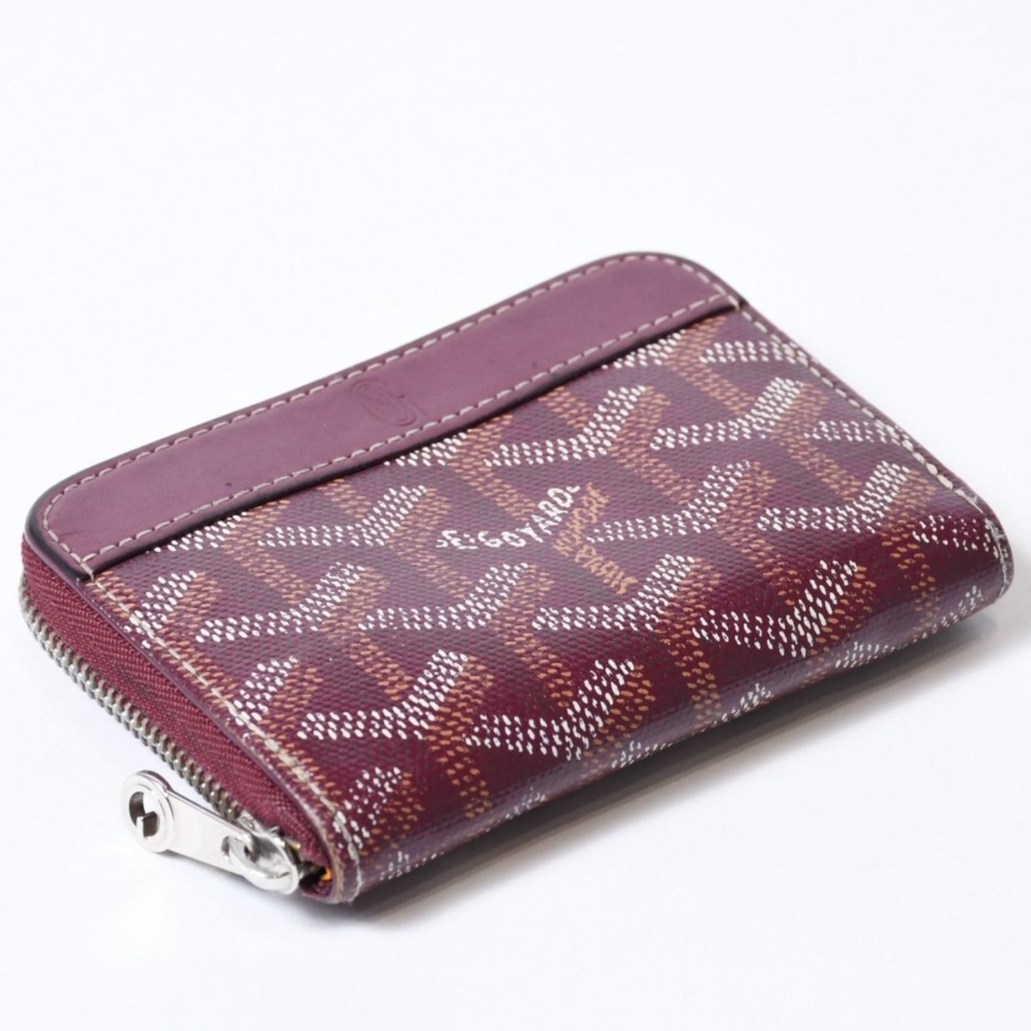 Goyard Matignon PM Card Case Coin Purse Din Canvas Leather Red Silver — view 3