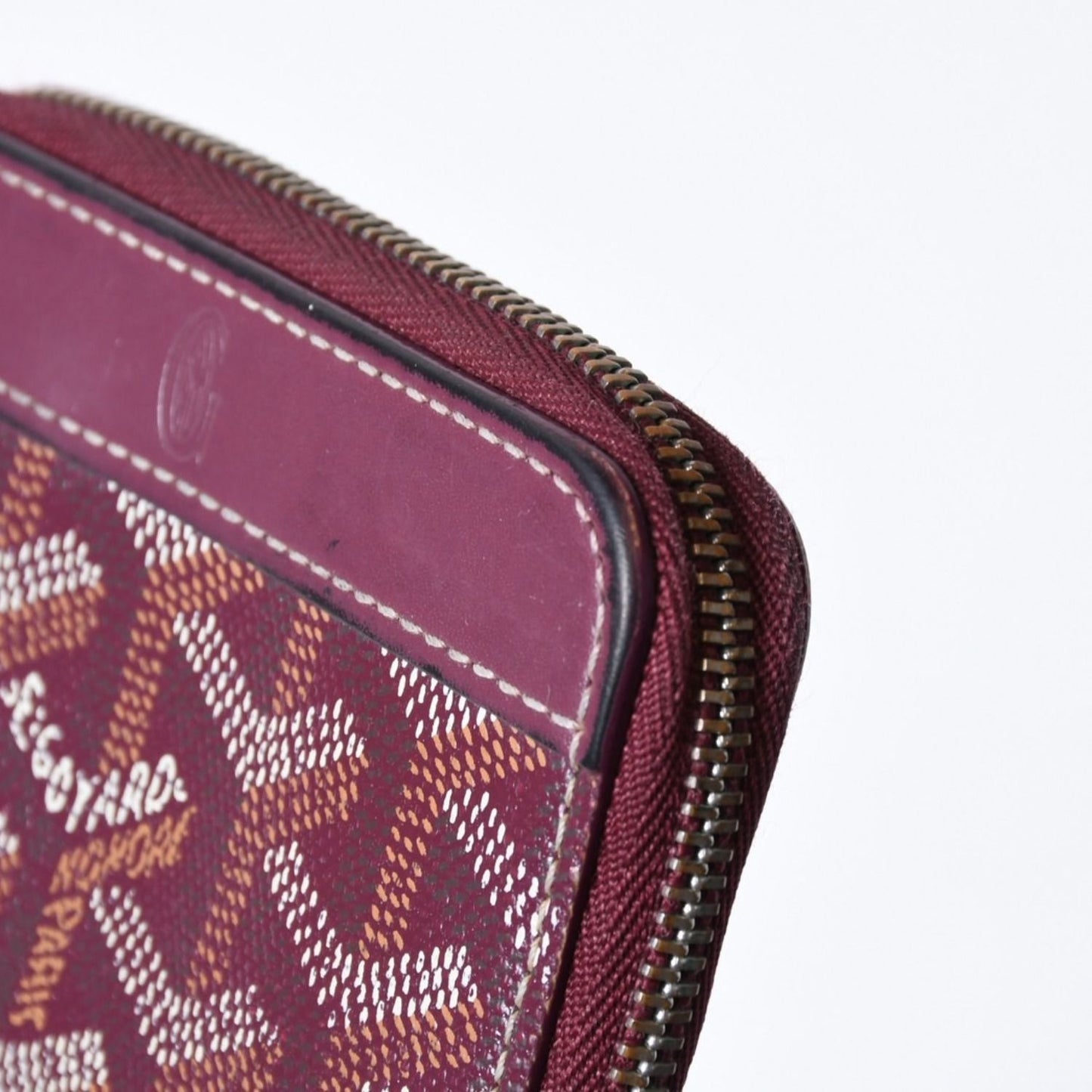 Goyard Matignon PM Card Case Coin Purse Din Canvas Leather Red Silver — view 8