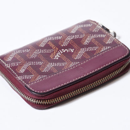 Goyard Matignon PM Card Case Coin Purse Din Canvas Leather Red Silver — view 5