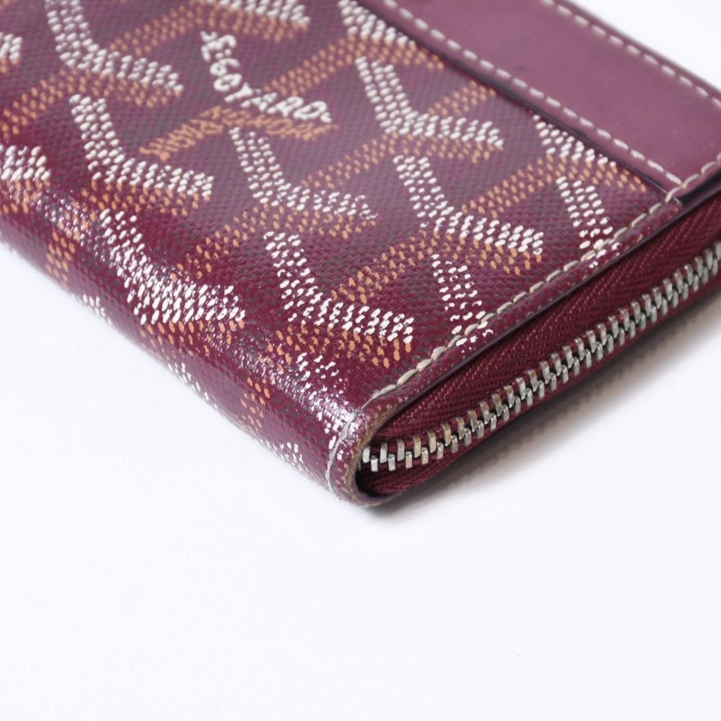 Goyard Matignon PM Card Case Coin Purse Din Canvas Leather Red Silver — view 6