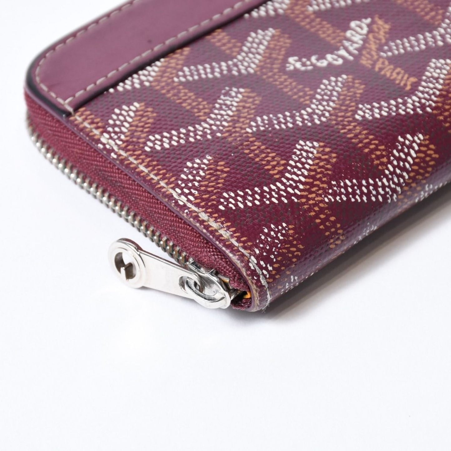 Goyard Matignon PM Card Case Coin Purse Din Canvas Leather Red Silver — view 7