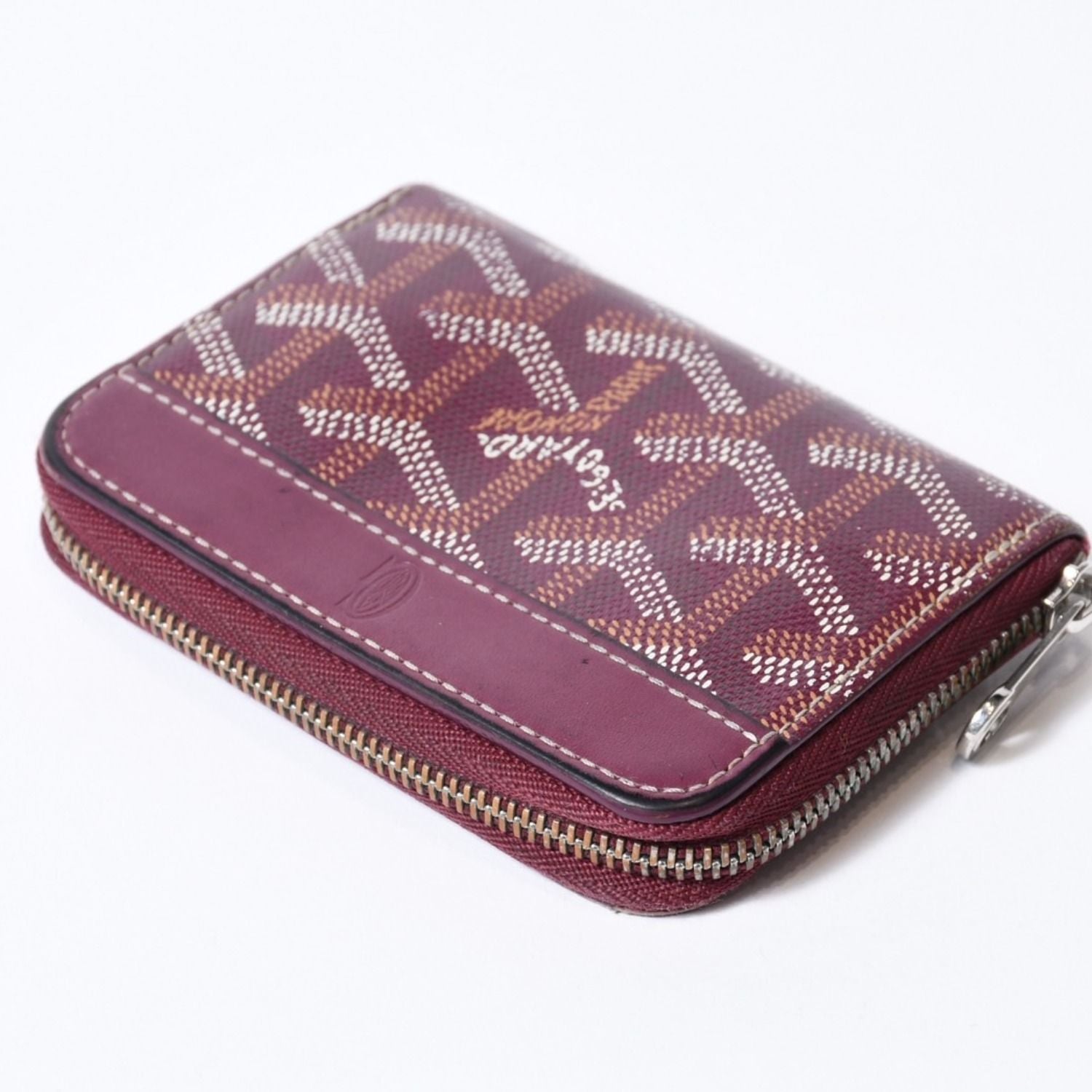 Goyard Matignon PM Card Case Coin Purse Din Canvas Leather Red Silver — view 4