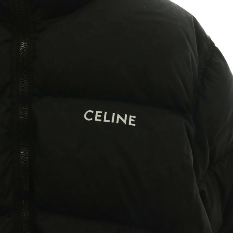 Celine Triomphe All Over Pattern Down Jacket Outer Zip Up 44 Black