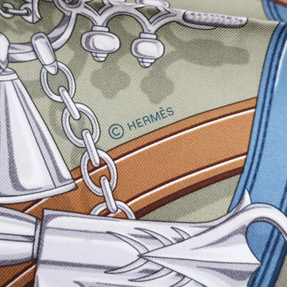 Hermes Carre 90 Legendary Harness Scarf Silk Veil Armand Blue Jean