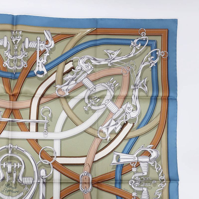 Hermes Carre 90 Legendary Harness Scarf Silk Veil Armand Blue Jean