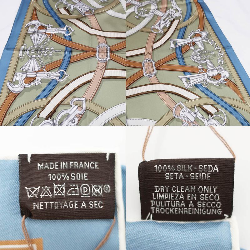 Hermes Carre 90 Legendary Harness Scarf Silk Veil Armand Blue Jean