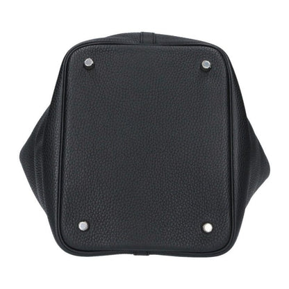 Hermes Picotin MM Taurillon Clemence Leather Handbag Black