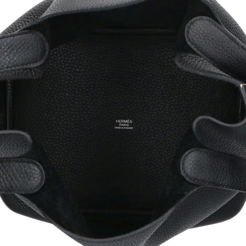 Hermes Picotin MM Taurillon Clemence Leather Handbag Black