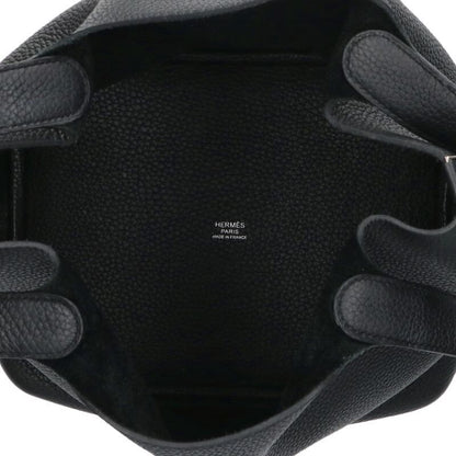 Hermes Picotin MM Taurillon Clemence Leather Handbag Black