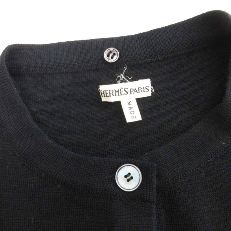 Hermes Martin Margiela Era Knit Cardigan Crew Neck Long Sleeve Wool Black