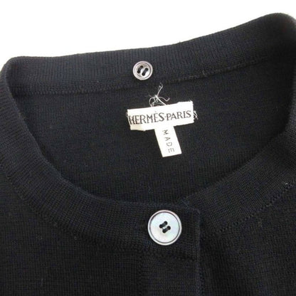 Hermes Martin Margiela Era Knit Cardigan Crew Neck Long Sleeve Wool Black
