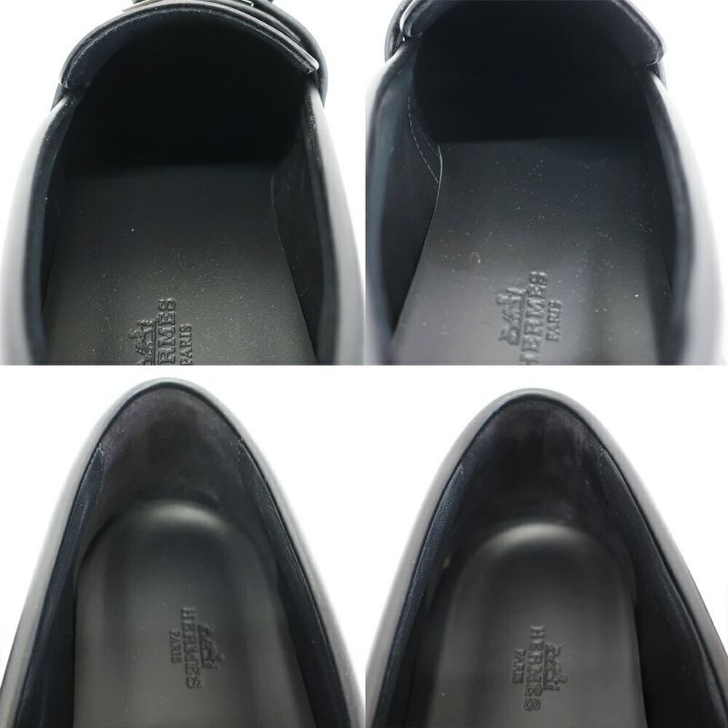Hermes Moccasins Mind Loafers Kelly Black Calf Notation 42