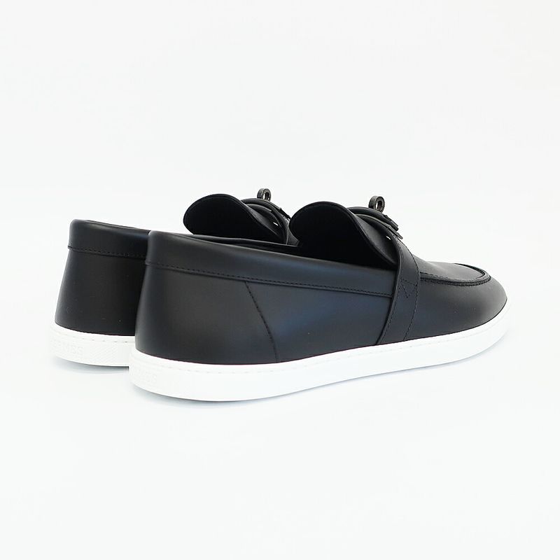 Hermes Moccasins Mind Loafers Kelly Black Calf Notation 42