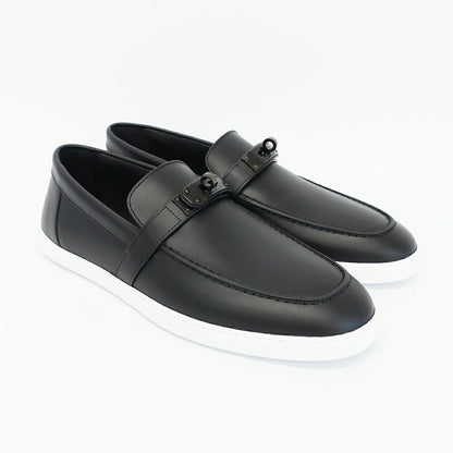 Hermes Moccasins Mind Loafers Kelly Black Calf Notation 42