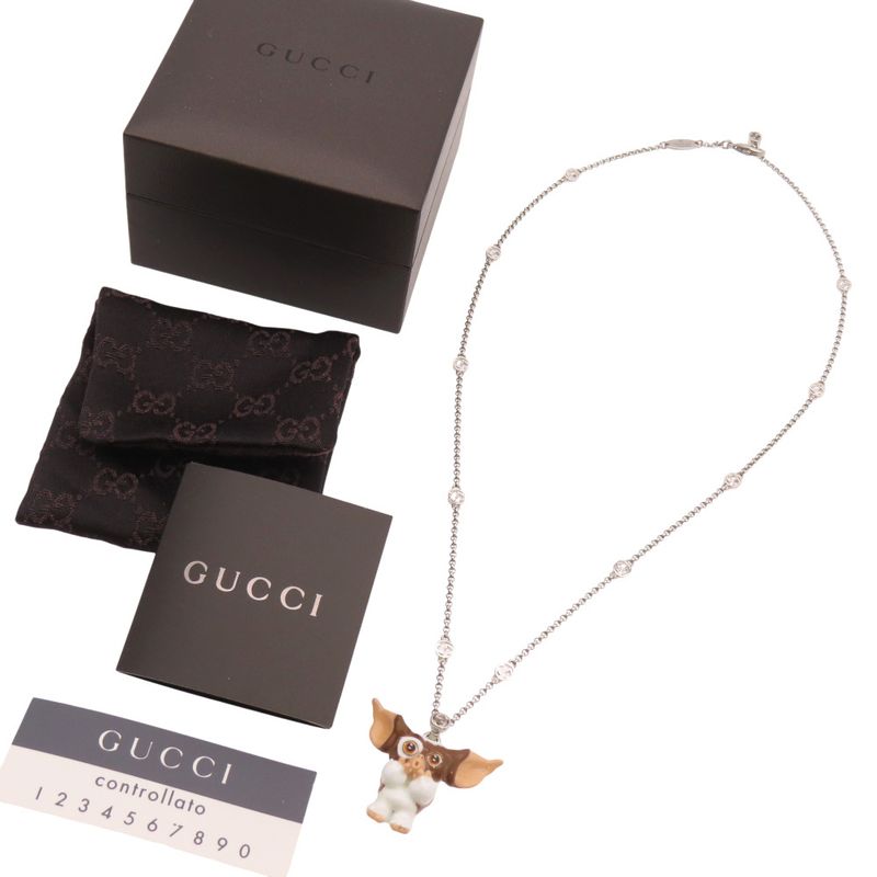 Gucci Gremlin Gizmo Necklace Brown White