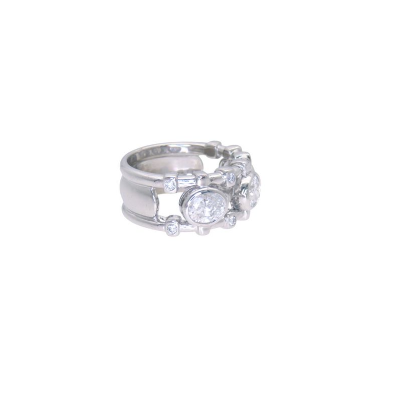 Dior Oval Cut Diamond Ring 51 18K White Gold