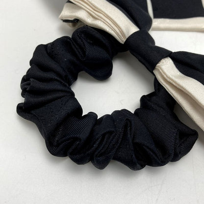 Chanel Ribbon Scrunchie Camellia Black White Silk Hair