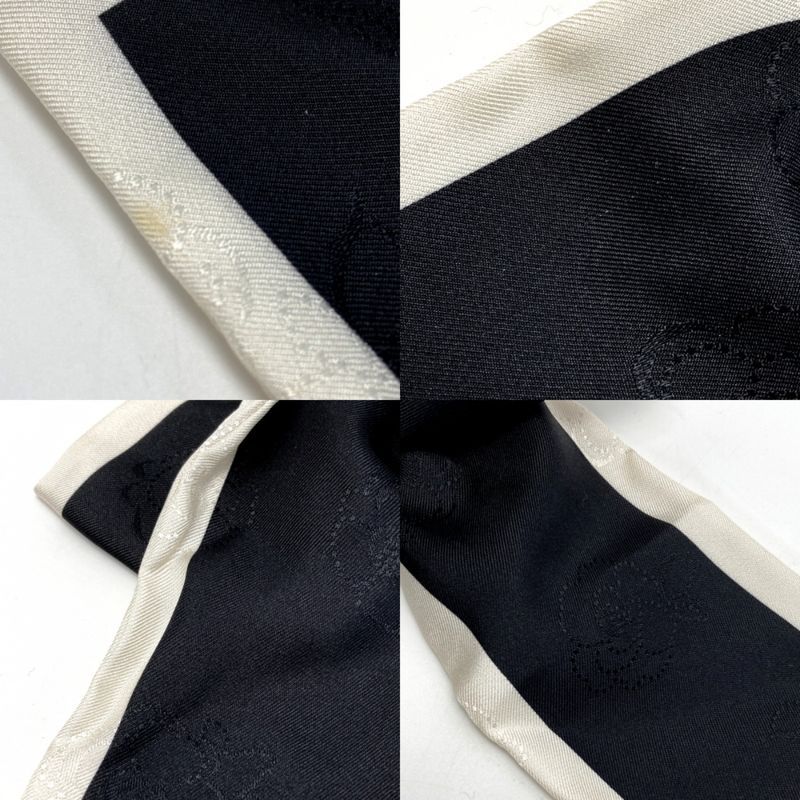 Chanel Ribbon Scrunchie Camellia Black White Silk Hair