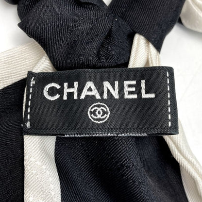 Chanel Ribbon Scrunchie Camellia Black White Silk Hair
