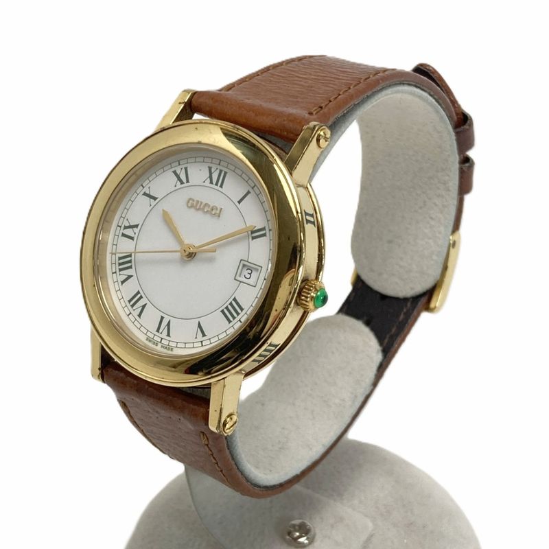 Gucci Roman Dial Date White Quartz Watch