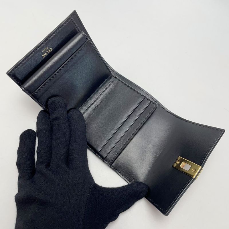 Celine Small Trifold Wallet 16 Seeds Black