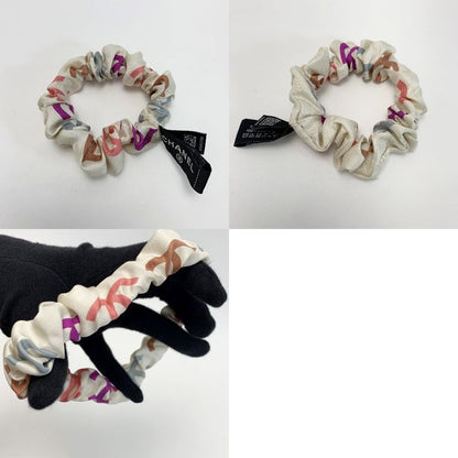 Chanel Scarf Scrunchie Set CC Logo Multicolor Silk