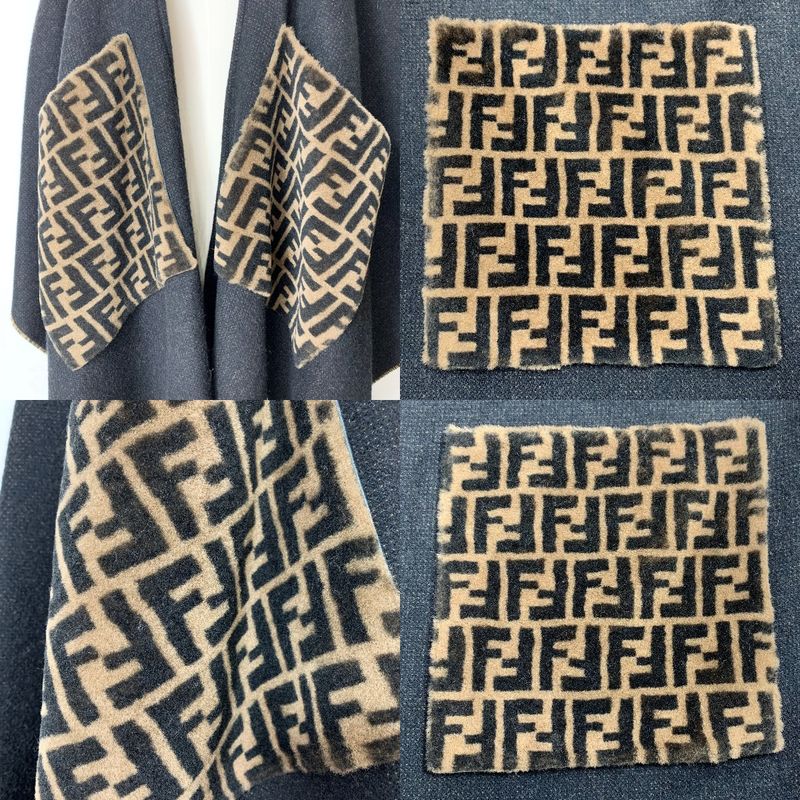 Fendi Poncho Zucca Pattern Black Brown Jacket