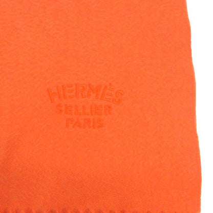Hermes Sellier Paris Scarf Shawl Fringe Large Cashmere Orange