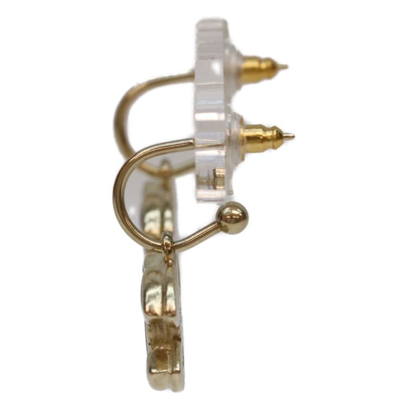 Chanel Gold Red Comic Mark Hoop Earrings