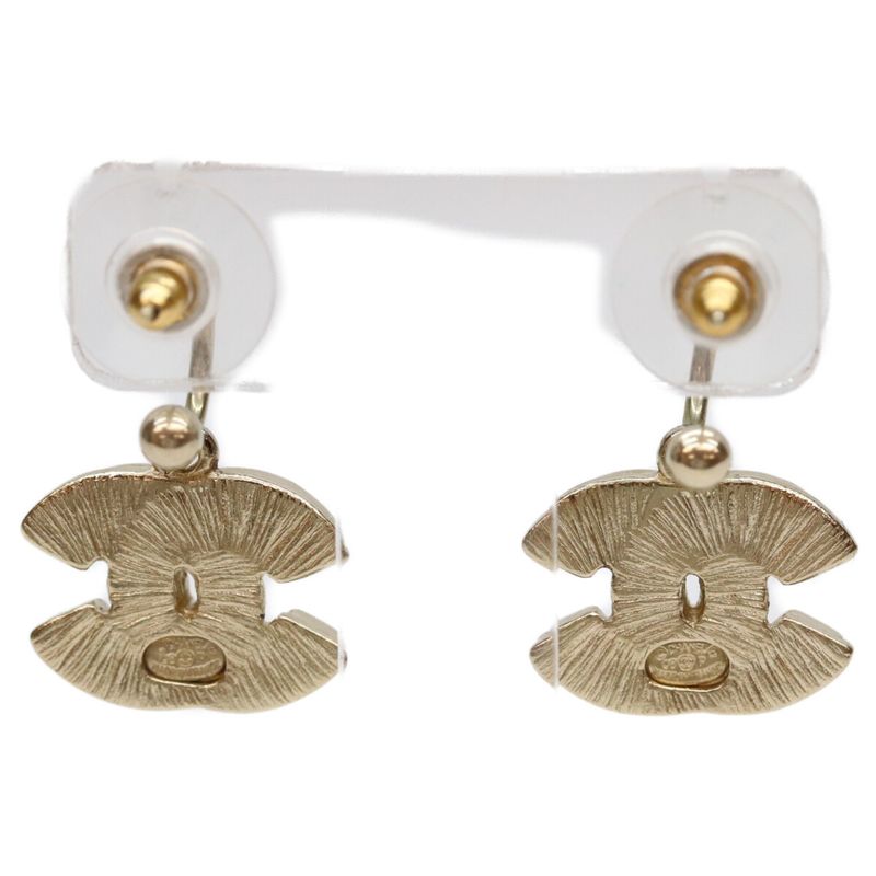 Chanel Gold Red Comic Mark Hoop Earrings