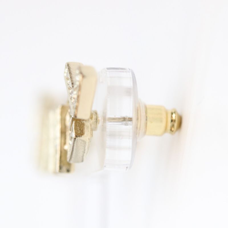 Chanel Gold Rhinestone Logo Earrings