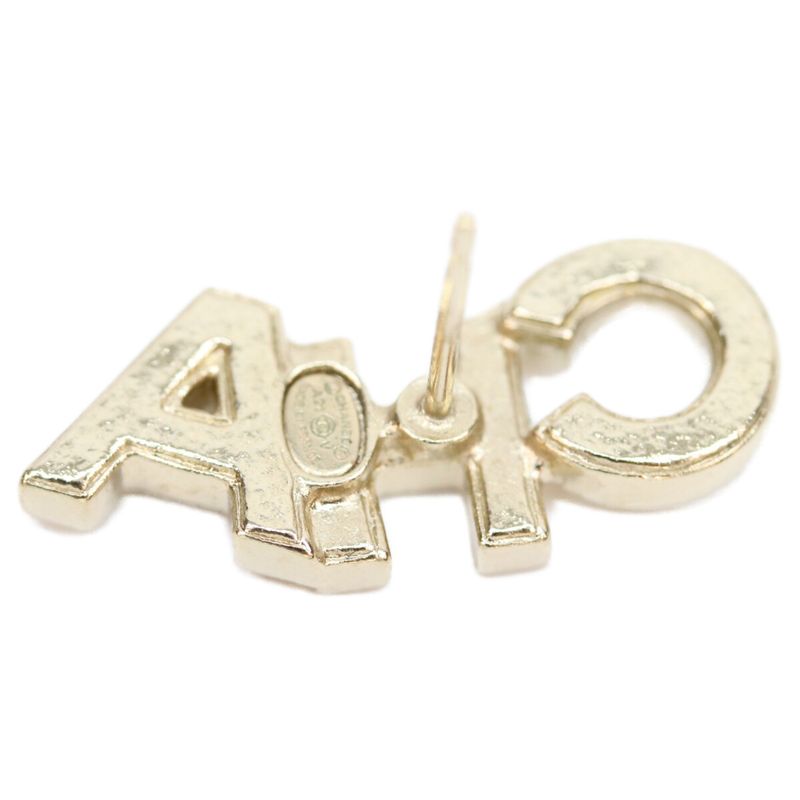 Chanel Gold Rhinestone Logo Earrings