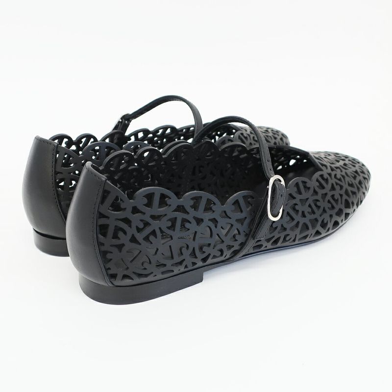 Hermes Ballet Shoes Meri Chaine D'ancre Black Calf Notation 38.5