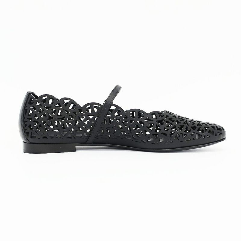 Hermes Ballet Shoes Meri Chaine D'ancre Black Calf Notation 38.5