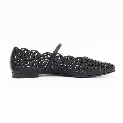 Hermes Ballet Shoes Meri Chaine D'ancre Black Calf Notation 38.5