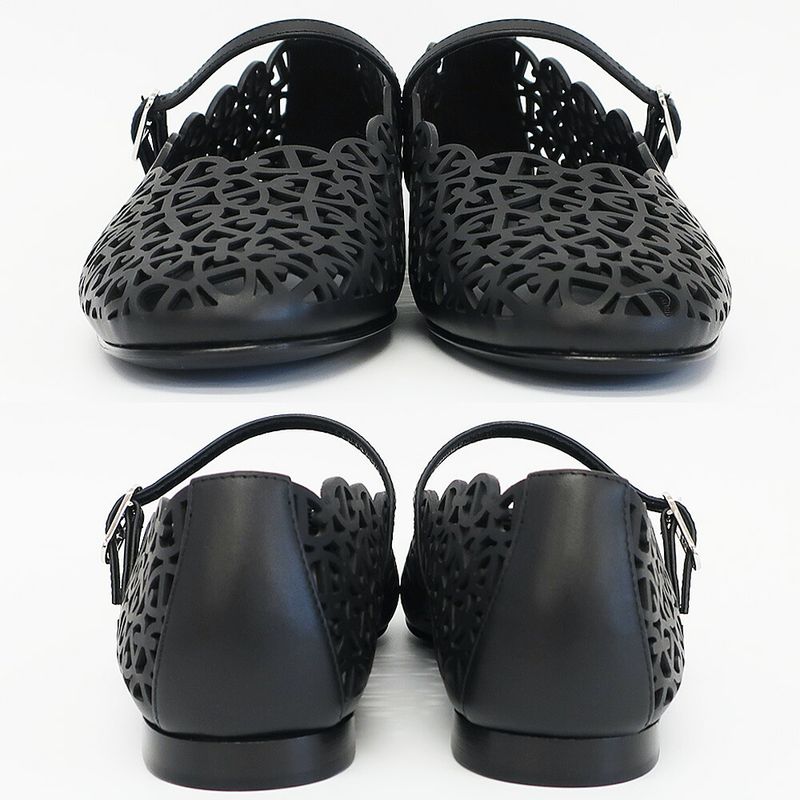 Hermes Ballet Shoes Meri Chaine D'ancre Black Calf Notation 38.5