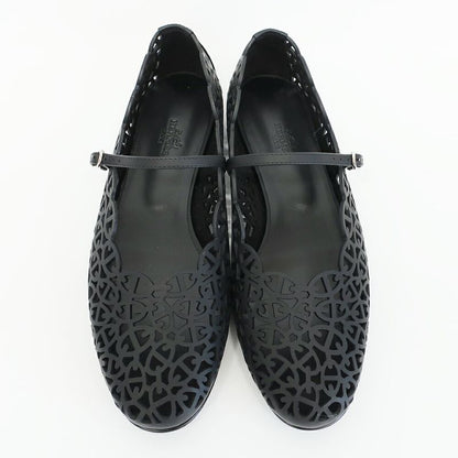 Hermes Ballet Shoes Meri Chaine D'ancre Black Calf Notation 38.5