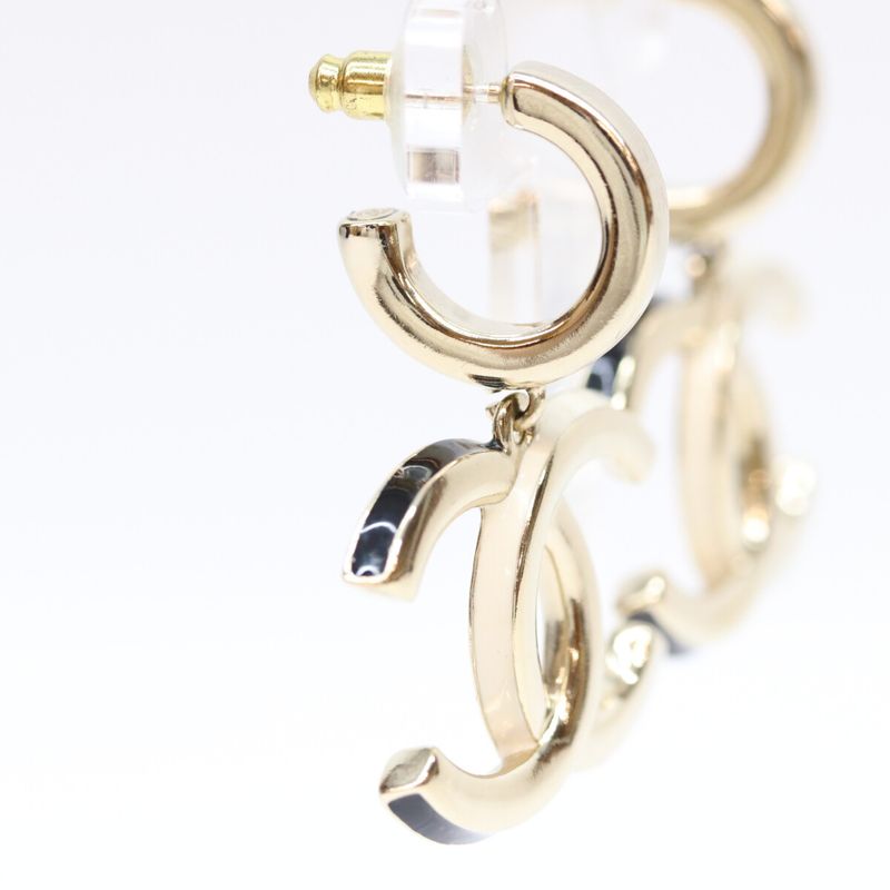Chanel Gold Big Comic Mark Hoop Earrings